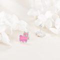 wholesale 925 Sterling Silver Pink Alpaca Stud Earrings for Women - Animal Lovers Gift-0-3