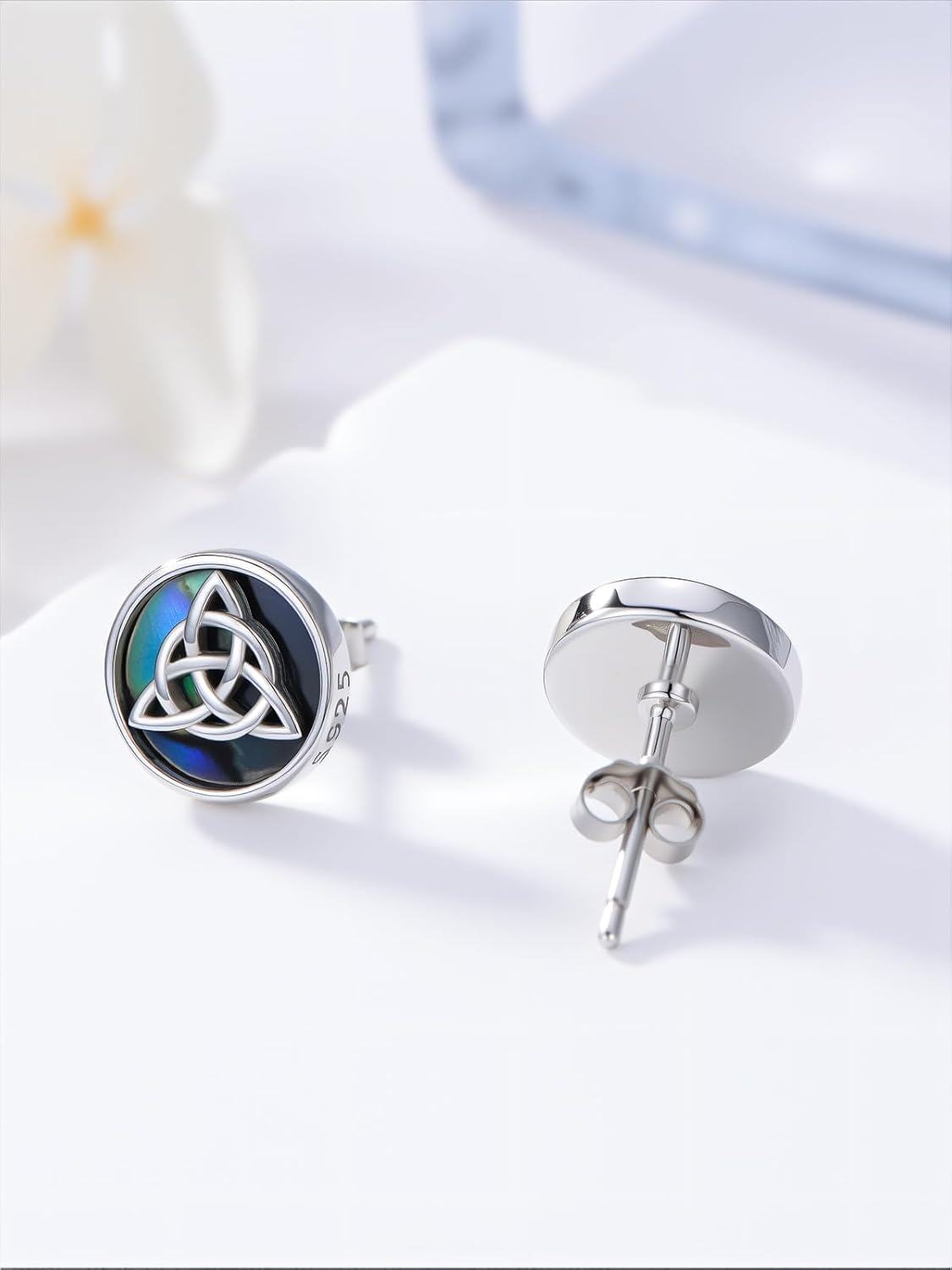 Sterling Silver Irish Shamrock Claddagh Celtic Knot Stud Earrings St Patricks Day Jewelry-0-2