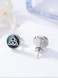 wholesale 925 Sterling Silver Round Celtic Knot Stud Earrings with Abalone Shell for Women's Gifts 3/8 Diameter (Blue)-0-1