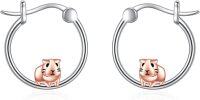 wholesale 925 Sterling Silver Guinea Pig Hoop Earrings - Adorable Animal  for Her-Guinea pig
