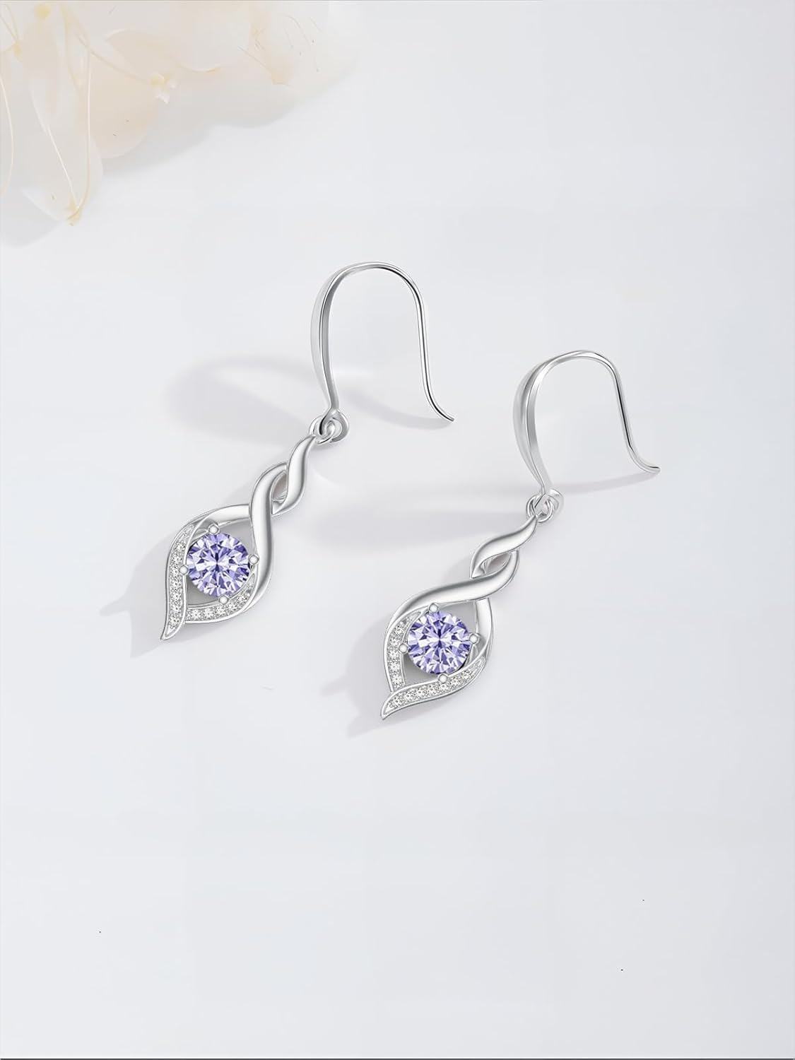 wholesale 925 Sterling Silver Infinity Birthstone Drop Earrings for Women 12 Months Gemstone s-0-3