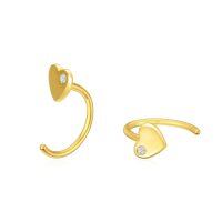 wholesale 14K Gold Diamond Heart Infinity Love Cross Triangle Lightening Daisy Huggie Hoop Earrings for Women-heart-shape