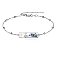 wholesale 925 Sterling Silver Feather Design Mountain Stone Bracelet for Women Gifts for Skiing and Hiking Enthusiasts-Silver-Mountain Mustard Seed Bracelet