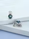 TOUPOP Sterling Silver Black Freshwater Pearl Butterfly Earrings-0-2