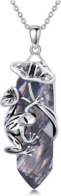 wholesale  Sterling Silver Quartz Frog Pendant Necklace Gift for Women Mom -0-31