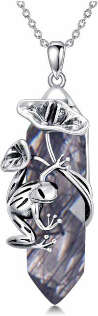 wholesale  Sterling Silver Quartz Frog Pendant Necklace Gift for Women Mom -Silver