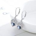 wholesale 925 Sterling Silver Heart-Shaped Blue Crystal Dangle Earrings with Filigree Design and Anchor Charm - Hypoallergenic Jewelry for Women-0-3