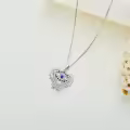 TOUPOP Sterling Silver Blue Sapphire Evil Eye Angel Wings Pendant Necklace-0-4