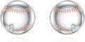 wholesale 925 Sterling Silver Heart & Stitched Baseball Stud Earrings with Cubic Zirconia for Women-0-0