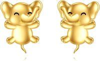 wholesale 14K Gold Elephant Stud Earrings Adorable Animal s for Girls and Women-05-Elephant Earrings