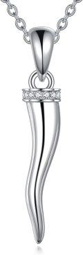 wholesale 925 Sterling Silver Italian Horn Pendant Charm Necklace Protection Amulet s for Mothers Day-0-0