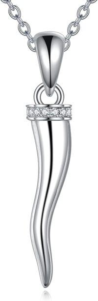 wholesale 925 Sterling Silver Italian Horn Pendant Charm Necklace Protection Amulet s for Mothers Day-Sliver