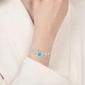 wholesale 925 Sterling Silver Adjustable Heart-Shaped Turquoise and Cubic Zirconia Bolo Bracelet for Women's Gifts-0-3