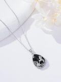 wholesale 925 Sterling Silver Hummingbird & Flower Design Black Onyx and White Topaz Gemstones Pendant Necklaces for Women s 43cm Chain Length-0-4