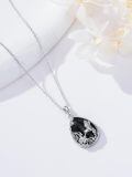 wholesale 925 Sterling Silver Hummingbird & Flower Design Black Onyx and White Topaz Gemstones Pendant Necklaces for Women s 43cm Chain Length-0-4