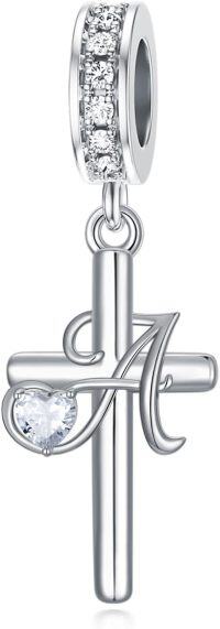 wholesale 925 Sterling Silver ABC Initial Cross Charm Pendant Beads for Bracelet-13-M