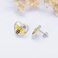 wholesale 925 Sterling Silver Heart-Shaped Honeybee Studs - Hypoallergenic s for Women-0-2