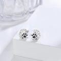 wholesale 925 Sterling Silver Crescent Moon & Cat/Dog Paw Stud Earrings - Unique Animal Prints Jewellery Gift for Her-0-1