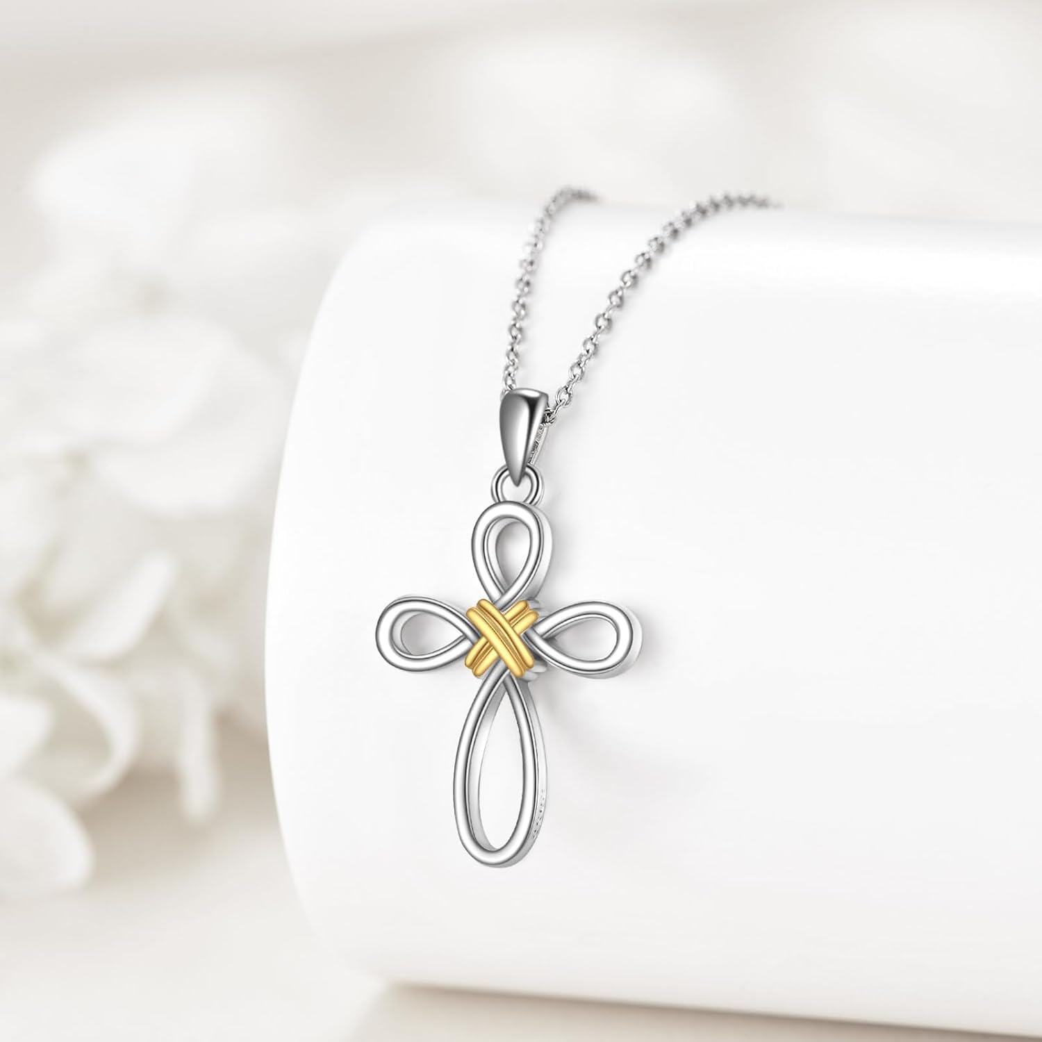 Sterling Silver Turquoise Moonstone Moss Agate Larimar Cross Necklace for Women-0-3