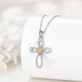 wholesale 925 Sterling Silver Infinity Cross Pendant with Gold Accents and Chain for Women-0-2
