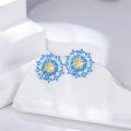 wholesale 925 Sterling Silver Blue and Yellow Daisy Flower Stud Earrings for Women-0-2