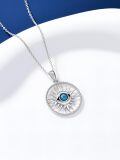 TOUPOP 925 Sterling Silver Evil Eye Protection Necklace For Women-0-3