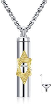 wholesale S925 Sterling Silver & Ashes Star of David Pendant Necklace - 25.7x6.5mm - Gift for Her, Him, Couples - Valentine's, Christmas, Birthday-star of david