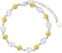 wholesale 925 Sterling Silver 925 Sterling Silver Birthstone Love Heart Bracelets for Women 12 Months 6 5+2 Inch Gifts for Girls Mom Wife Friend Girlfriend-11-November