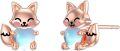 wholesale 925 Sterling Silver Pink Crystal Love Heart Fox Stud Earrings for Girls and Women-0-4