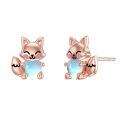 wholesale 925 Sterling Silver Cute Fox Holding Heart Earrings Wholesale Pink-0-4