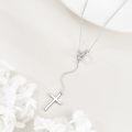 wholesale 925 Sterling Silver Sparkling CZ Cross Pendant Necklace for Women-0-2