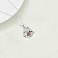 wholesale 925 Sterling Silver Red Black Enamel Ladybug Heart Pendant Necklaces for Women Gift-0-4