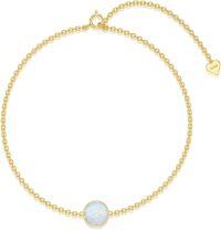 wholesale 14K Gold Chain with White Opal Stone and Butterfly Charm Bracelet for Women - Gifts Under $20-Style 1
