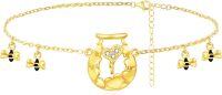 wholesale Gold 925 Sterling Silver Adjustable Heart Bee Charm Bracelet for Women Girls-Honey Bee