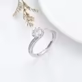 TOUPOP Sterling Silver 1 Carat Twisted Round Moissanite Engagement Ring-0-4