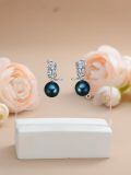TOUPOP Sterling Silver Black Freshwater Pearl Rose Earrings for Women-0-1
