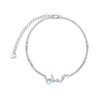 wholesale 925 Sterling Silver Moon & Star Charm Adjustable Bracelet for Women and Girls Gift-Moonstone