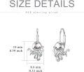 wholesale 925 Sterling Silver Octopus Dangle Drop Earrings with Leverback Hooks for Women Girls  4cm Long-0-3