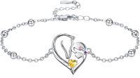 wholesale 925 Sterling Silver Horse Heart Birthstone Bracelet Jewelry Gift for Women-11-Nov-Lab Created Citrine