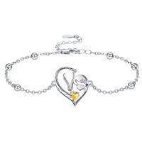 wholesale 925 Sterling Silver Horse Heart Birthstone Bracelet Jewelry Gift for Women-11-Nov-Lab Created Citrine