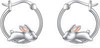wholesale 925 Sterling Silver Rabbit Hoop Earrings - Adorable Bunny  for Girls & Women-rabbit
