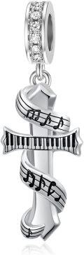 wholesale 925 Sterling Silver Musical Notes & Piano Keys Dangle Charm Bead for Women's Bracelets Jewelry Accessories-0-0