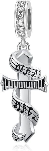 wholesale 925 Sterling Silver Musical Notes & Piano Keys Dangle Charm Bead for Women's Bracelets Jewelry Accessories-Music