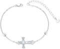 wholesale 925 Sterling Silver Opal Celtic Cross Charm Adjustable Chain Link Bracelet for Women's Religious s-0-0