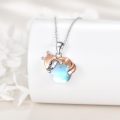 wholesale 925 Sterling Silver Fox Moonstone Heart Pendant Necklace-0-3