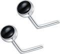 wholesale 925 Sterling Silver 3mm Black Onyx L-Shaped Nose Studs for Women - 2pcs Nose Ring Piercing Jewelry-0-0