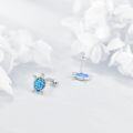 wholesale 925 Sterling Silver Turtle Stud Earrings with Blue Opal Inlay Cute Animal s for Women-0-1