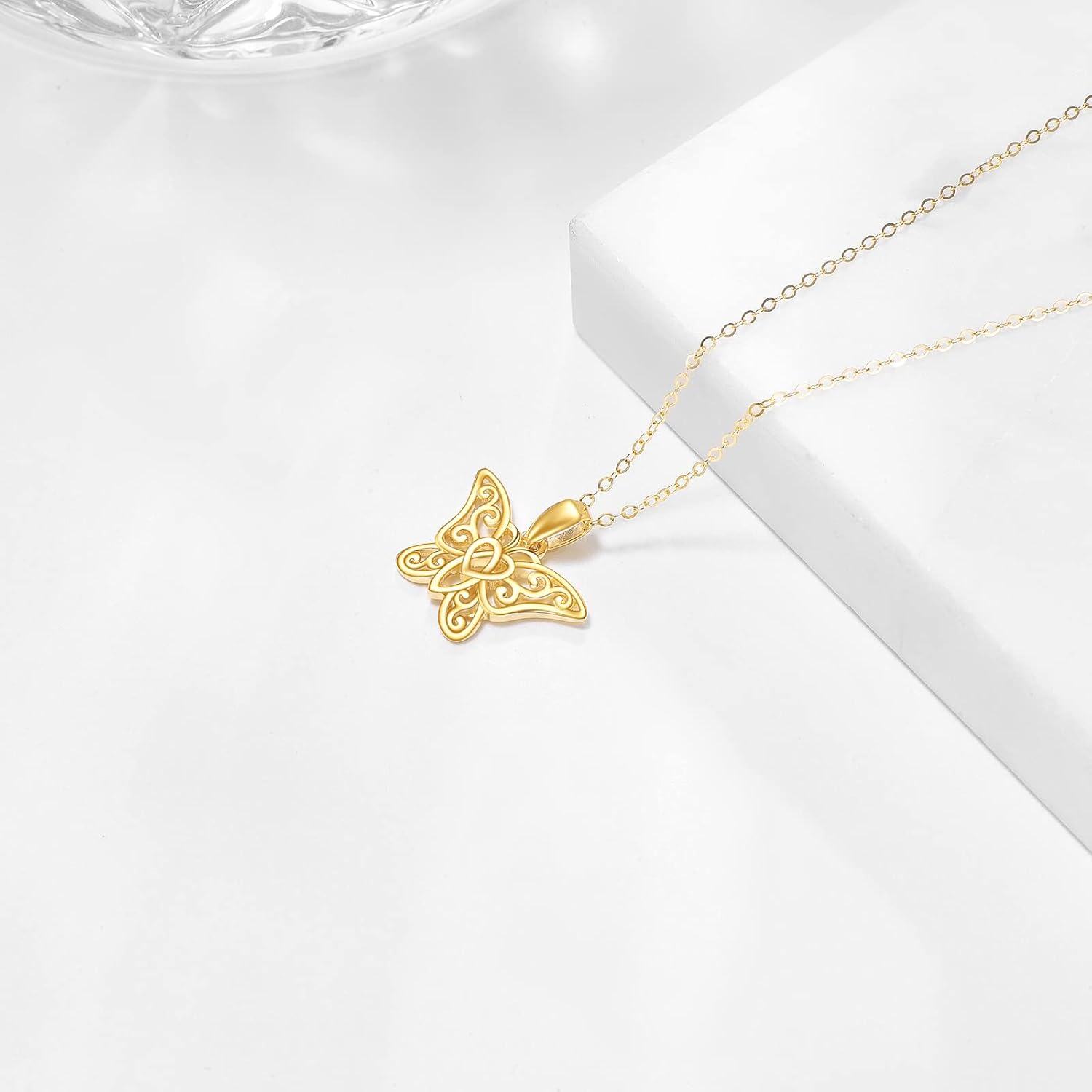 14K Gold Origami Fox Pig Panda Pendant Necklace for Women Men-0-3