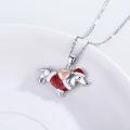 wholesale 925 Sterling Silver Christmas Santa Claus Dachshund Dog Heart Pendant Necklace-0-1