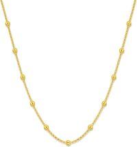 wholesale 14K Gold Beaded Chain Necklace with 3MM Balls for Women - Adjustable Length (16-20 Inches)-Yellow Gold gold